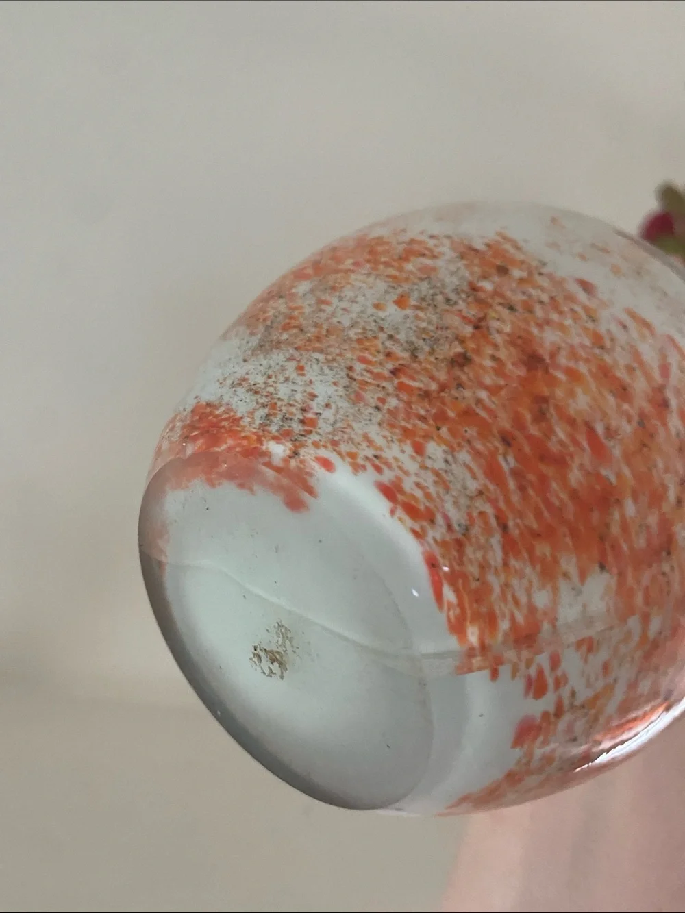 Blown glass vase - orange and white
